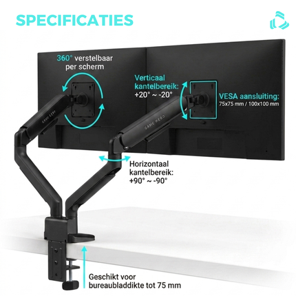Game Hero® Dubbele Monitorarm
