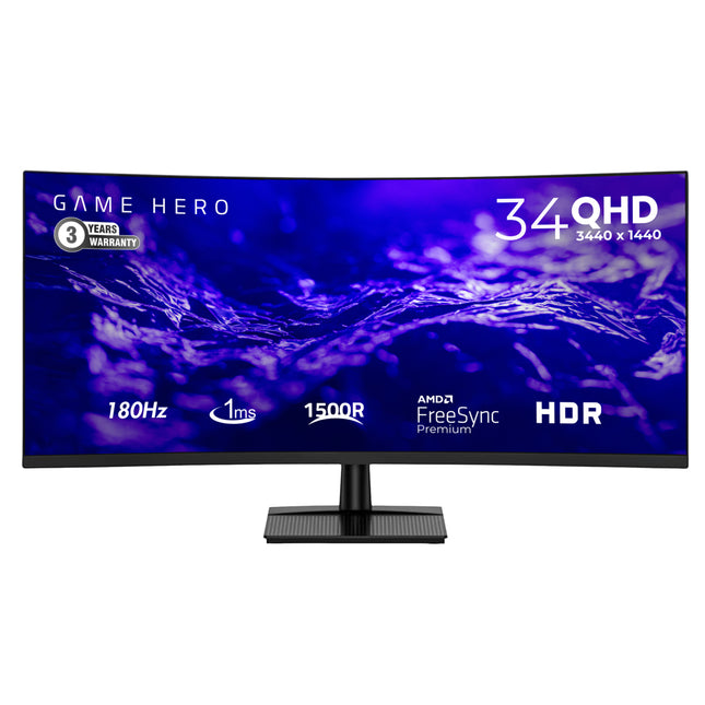 Game Hero 34 inch QHD - Curved Monitor 180Hz