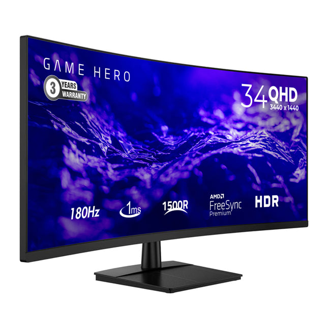 Game Hero 34 inch QHD - Curved Monitor 180Hz