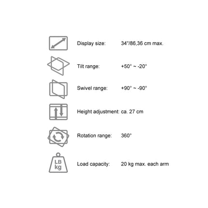 Monitor arm 17-49 Inch Black